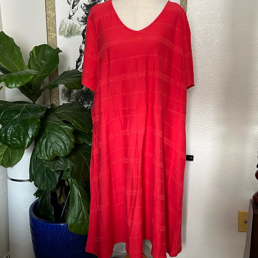 Talbots Red Dolman Sleeve Midi Sundress